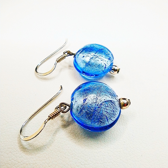 COPY- BLUE MURANO GLASS EARRINGS REAL VENICE GLASS - Picture 5 of 10